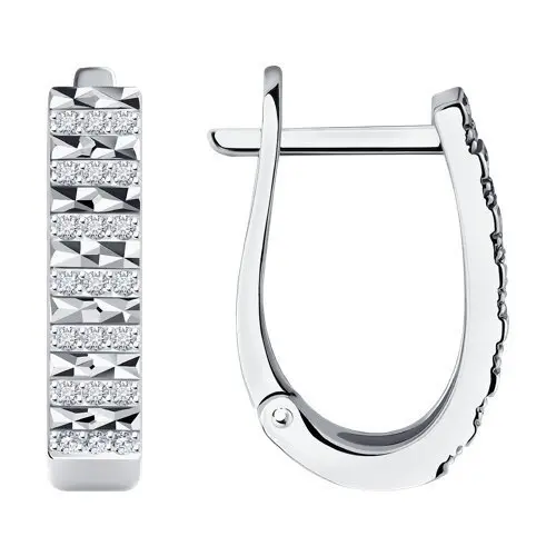 Серьги с английским замком из белого золота