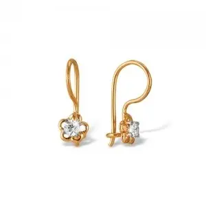 Серьги детские из красного золота