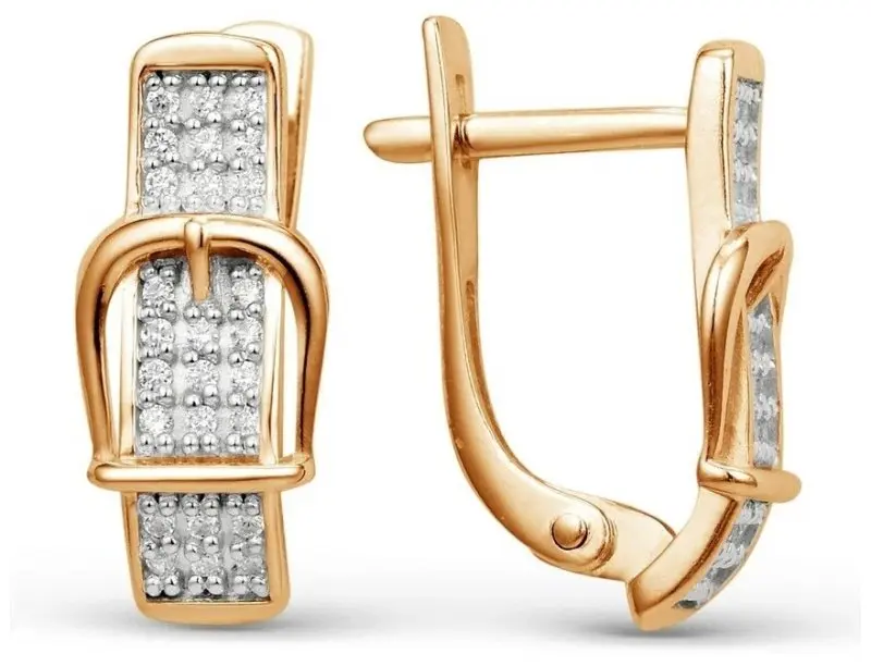 Серьги с английским замком из красного золота