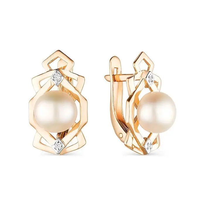 Серьги с английским замком из красного золота