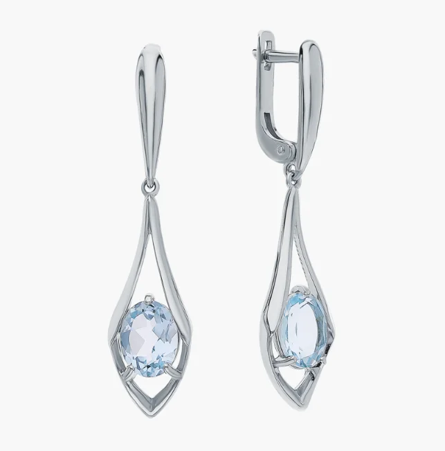 Серьги подвесные из серебра