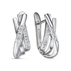 Серьги с английским замком из белого золота