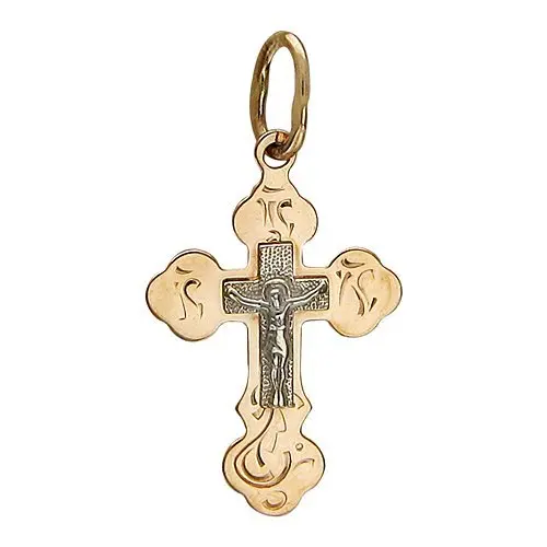 Подвеска крест из комбинированного золота