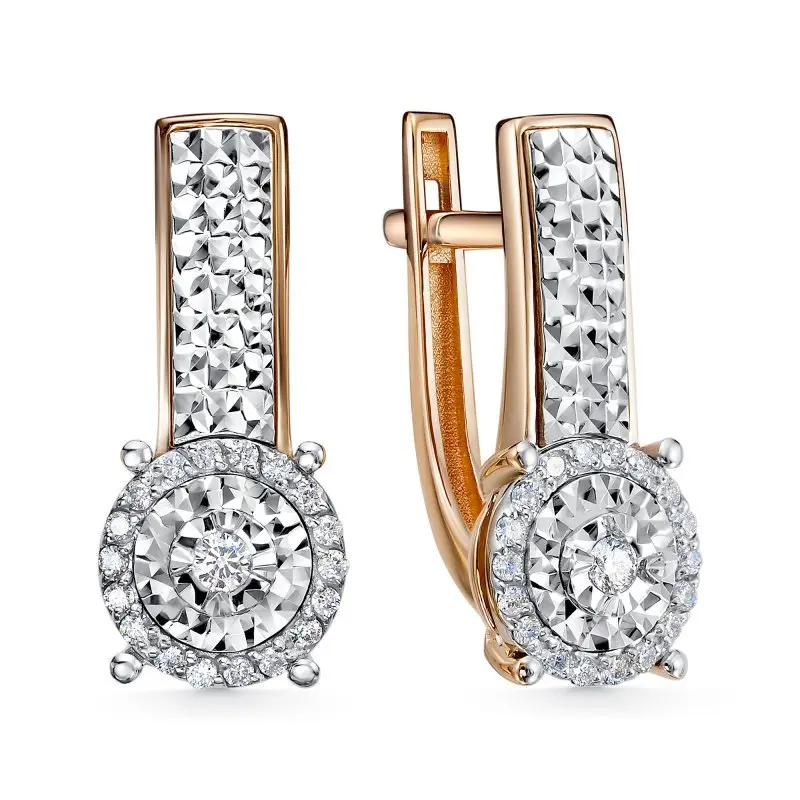 Серьги с английским замком из комбинированного золота