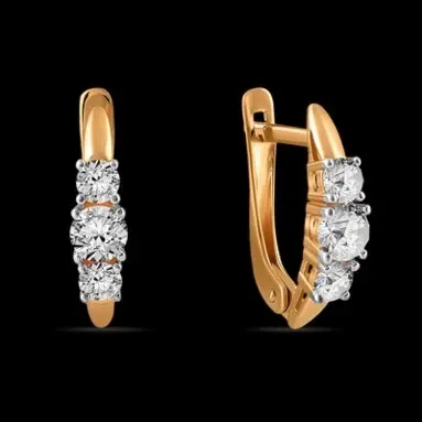 Серьги с английским замком из красного золота