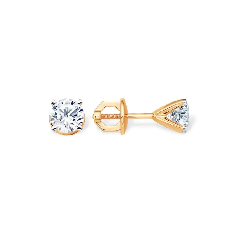 Серьги пуссеты из комбинированного золота