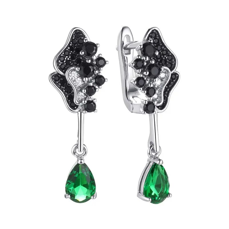 Серьги подвесные из серебра