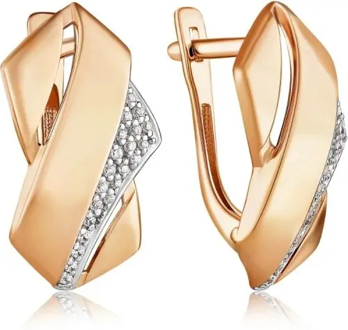 Серьги с английским замком из красного золота