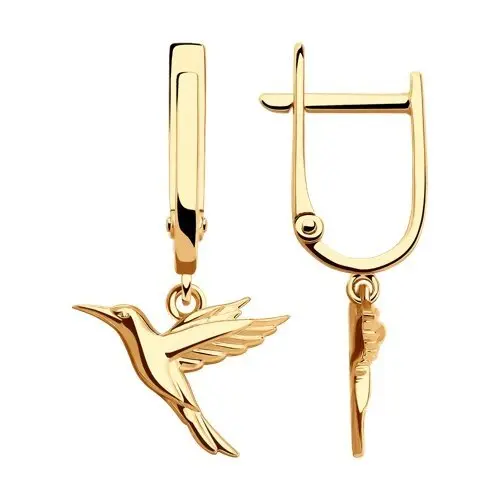 Серьги подвесные из красного золота