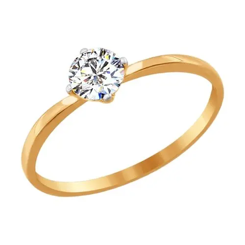 Кольцо помолвочное из красного золота
