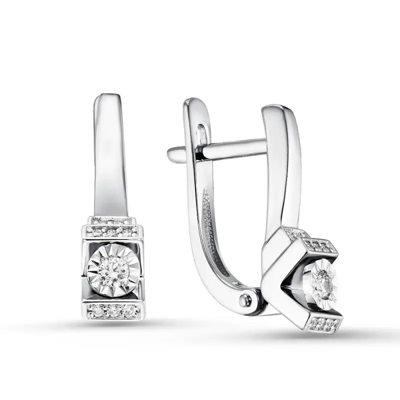 Серьги с английским замком из белого золота