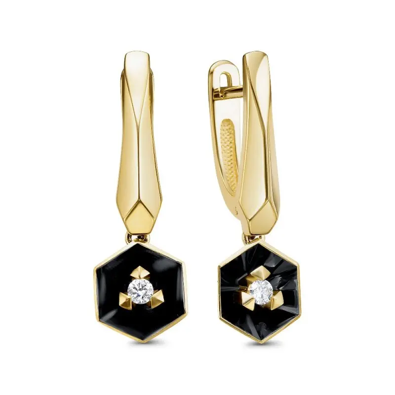 Серьги с английским замком из желтого золота