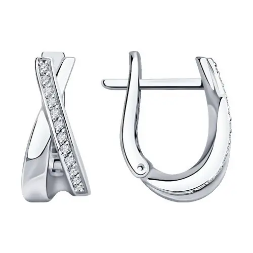 Серьги с английским замком из белого золота