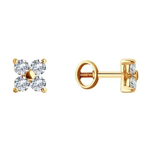 Серьги пуссеты из красного золота