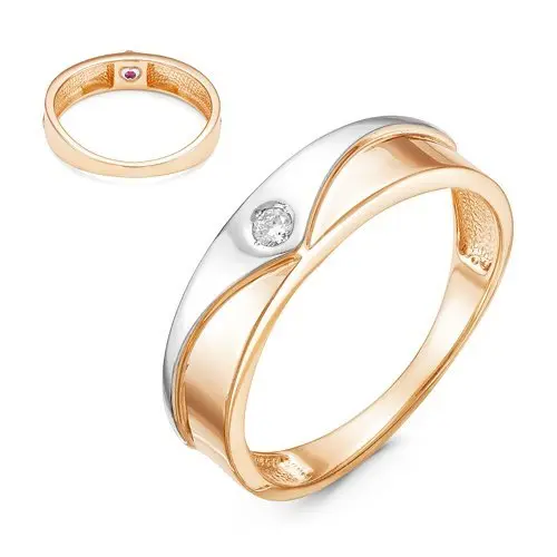 Кольцо декоративное из комбинированного золота