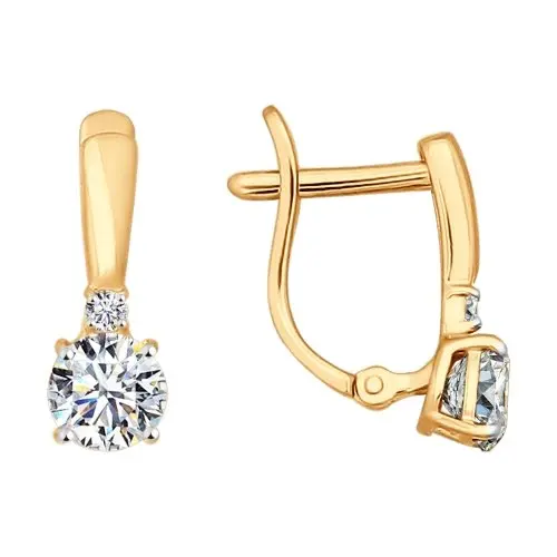 Серьги с английским замком из красного золота