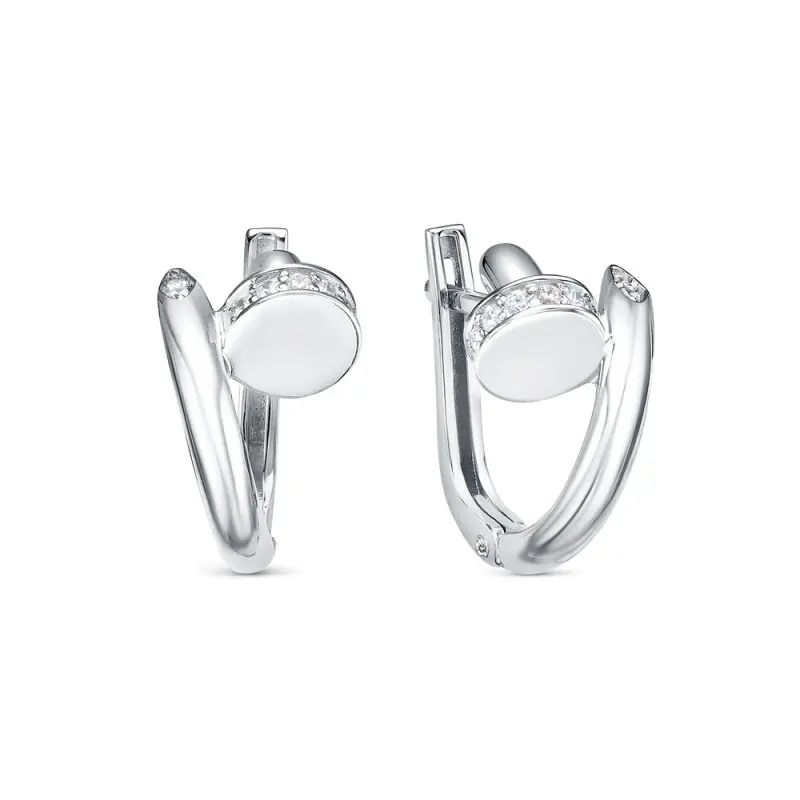 Серьги с английским замком из белого золота