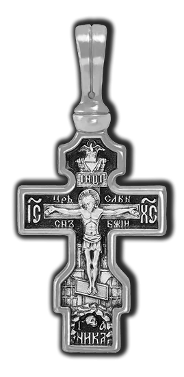 Подвеска крест из черного серебра