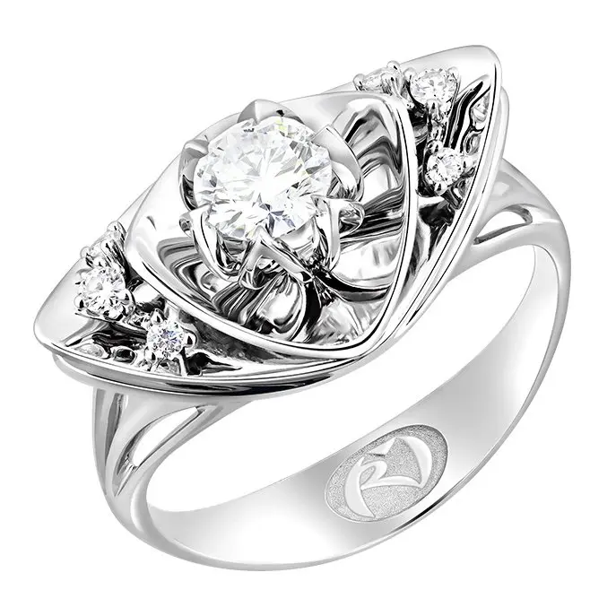 Кольцо декоративное из белого золота