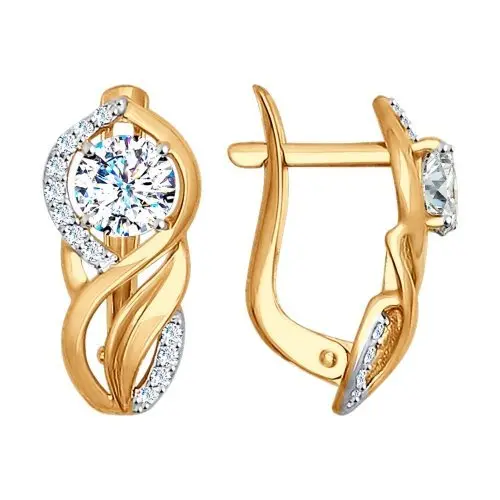 Серьги с английским замком из красного золота