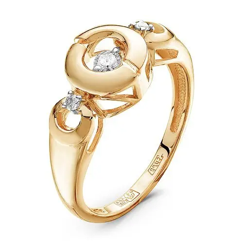 Кольцо декоративное из красного золота с бриллиантами