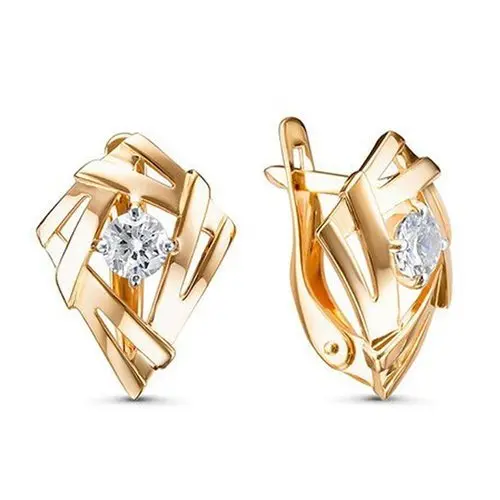 Серьги с английским замком из красного золота