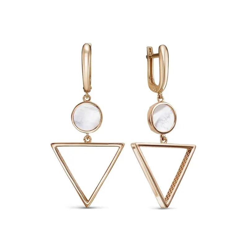 Серьги подвесные из красного золота