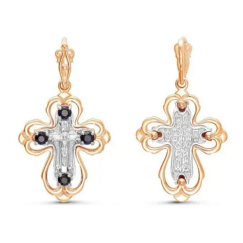 Подвеска крест из красного золота