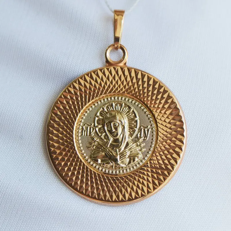 Подвеска икона из комбинированного золота
