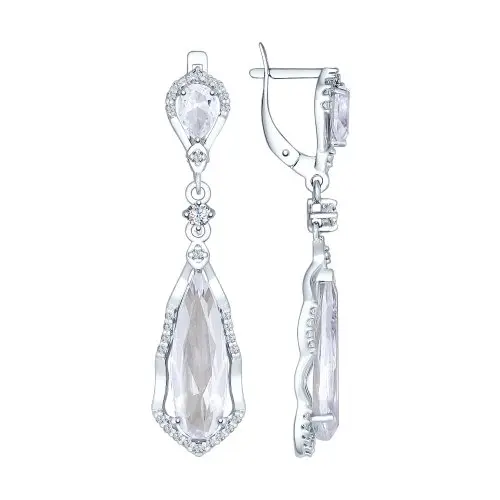 Серьги подвесные из серебра