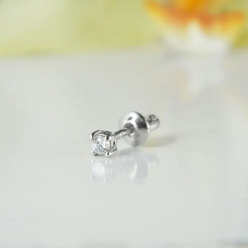 Серьги одиночные из серебра с фианитами