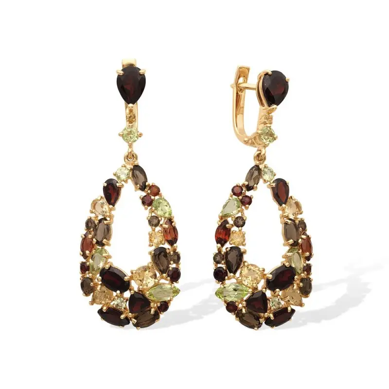 Серьги подвесные из красного золота