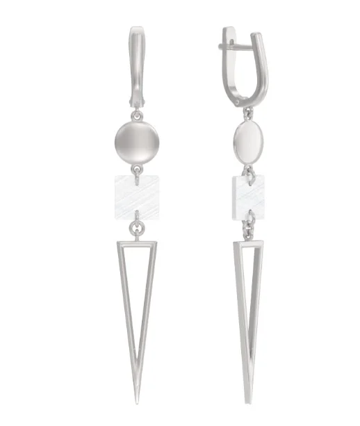 Серьги подвесные из серебра вид 1