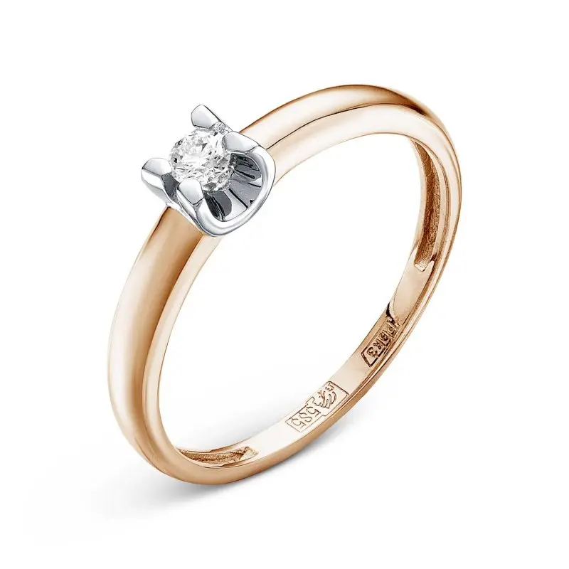 Кольцо помолвочное из комбинированного золота