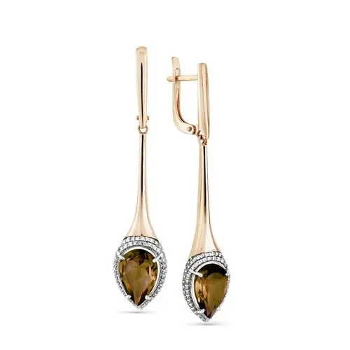 Серьги подвесные из красного золота