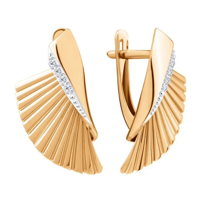 Серьги с английским замком из красного золота