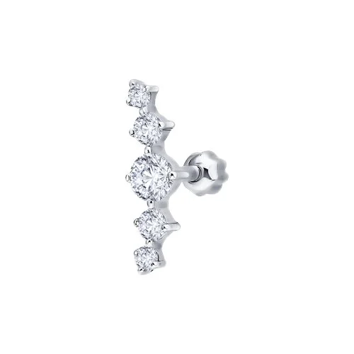 Серьги одиночные из белого золота
