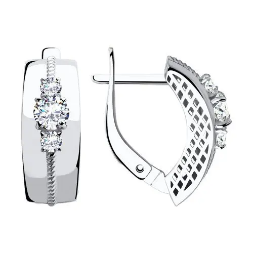 Серьги с английским замком из белого золота