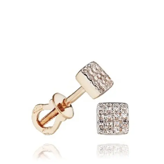 Серьги пуссеты из красного золота