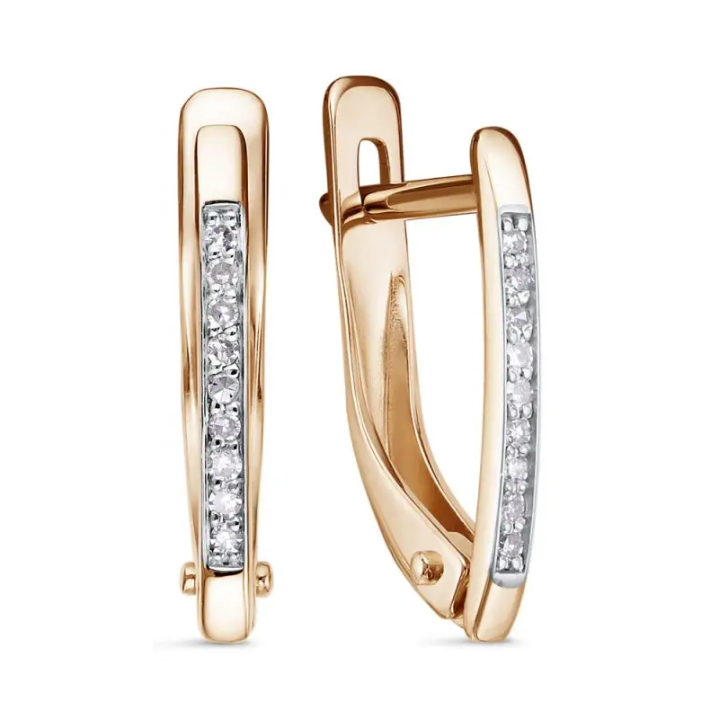 Серьги с английским замком из красного золота