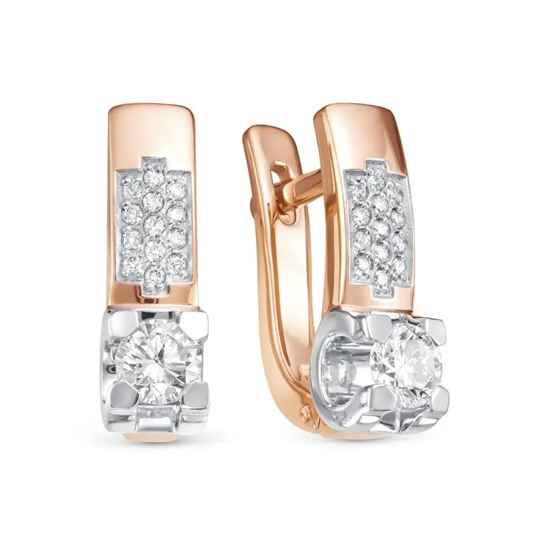 Серьги с английским замком из комбинированного золота