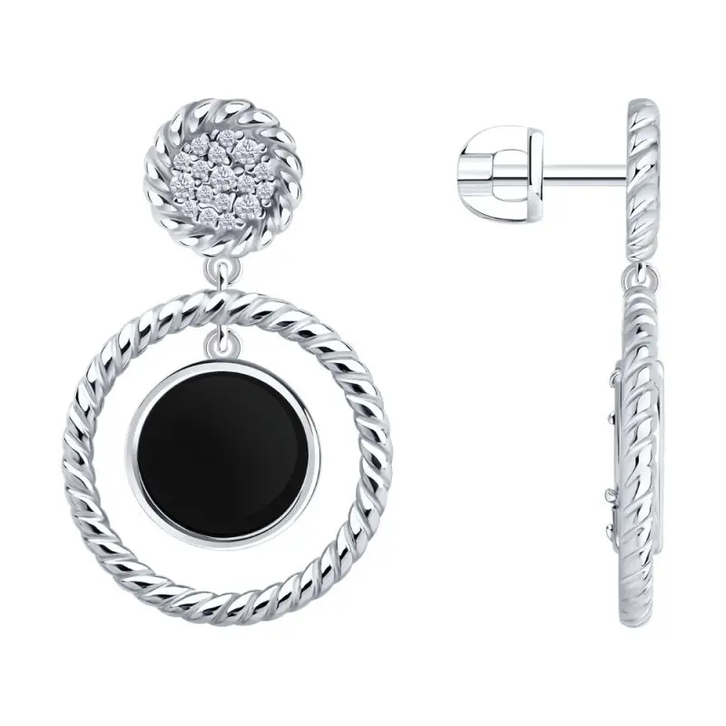 Серьги подвесные из серебра