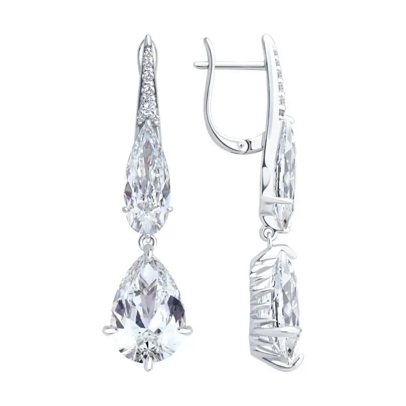 Серьги подвесные из серебра