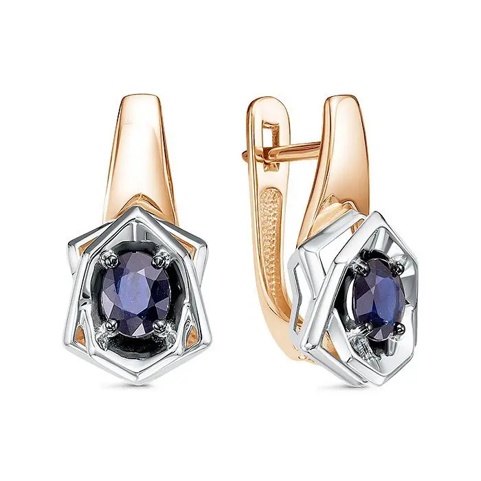 Серьги с английским замком из комбинированного золота