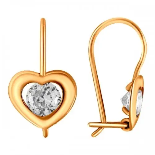 Серьги детские из красного золота