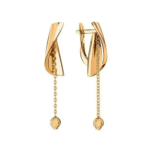 Серьги подвесные из красного золота