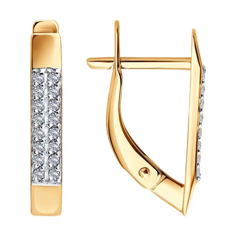 Серьги с английским замком из комбинированного золота