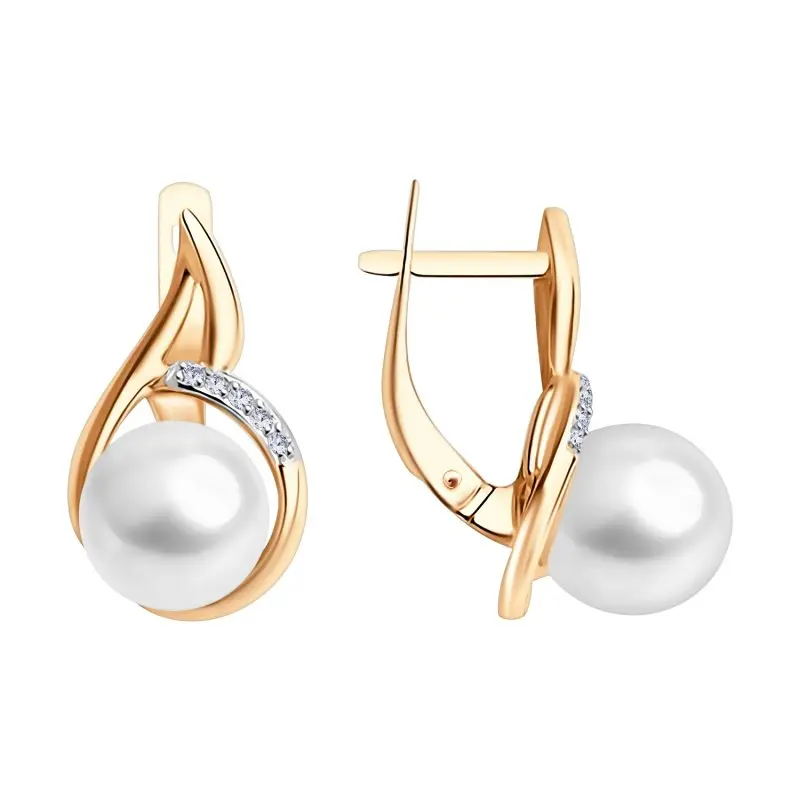 Серьги с английским замком из красного золота