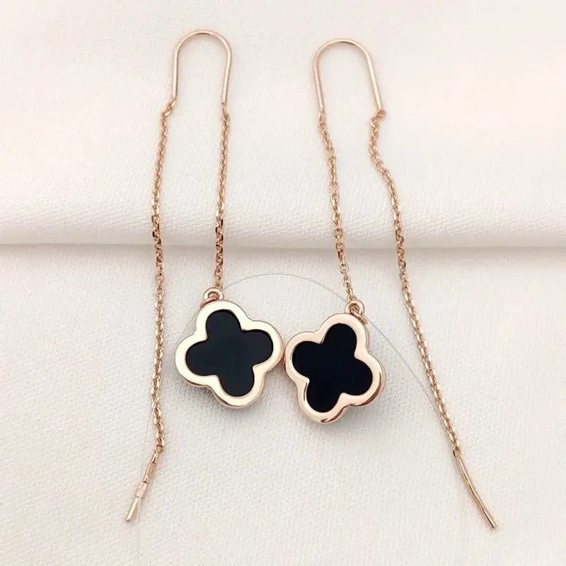 Серьги цепочки из красного золота