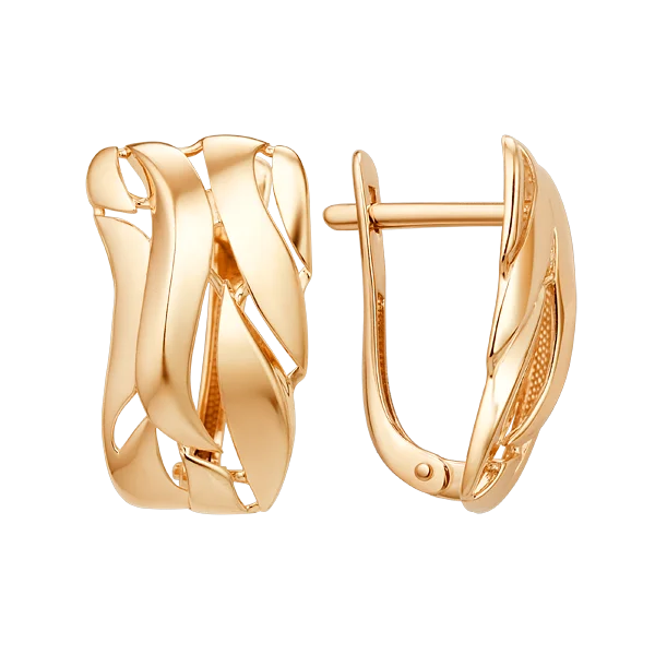 Серьги с английским замком из красного золота